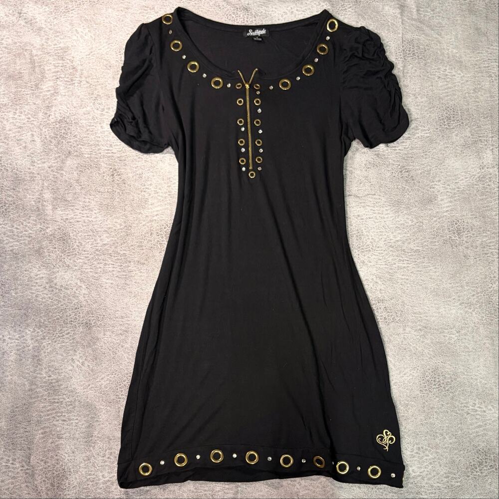 Black Southpole Gold Grommet Dress